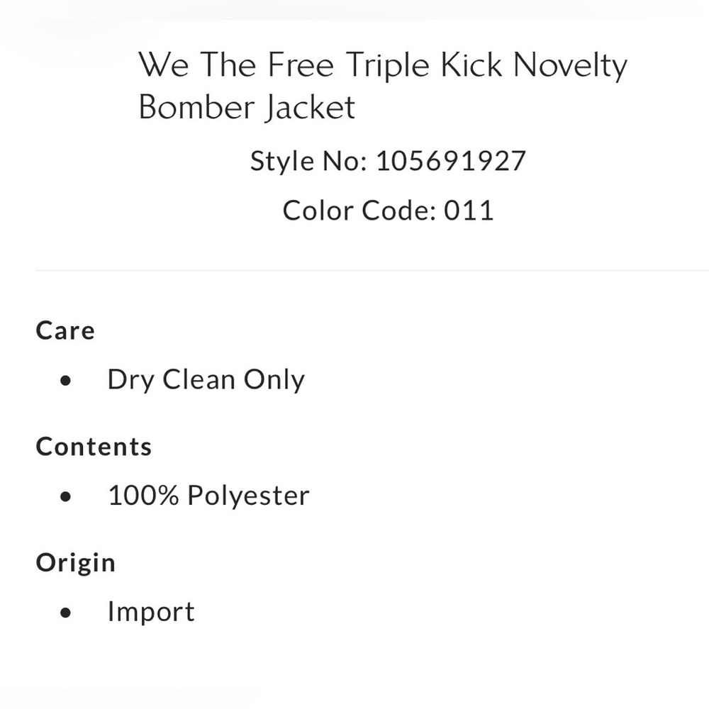 ▪️NWT We The Free Triple Kick Novelty Bomber Jacket - small - Picture 7 of 10